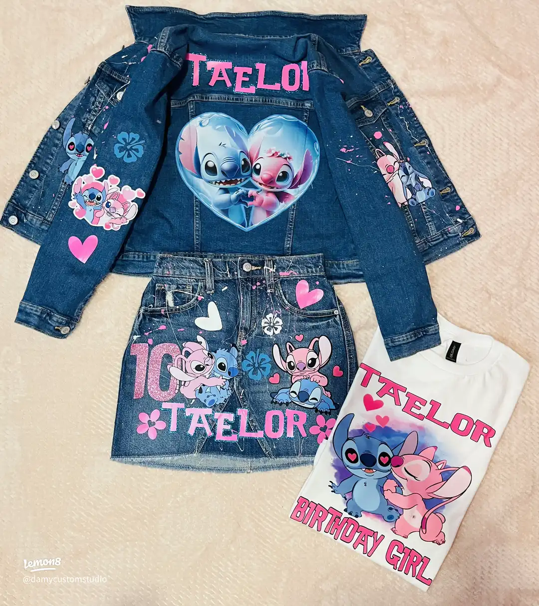 Custom Stitch & Angel Birthday Outfit 🩵💕🌸's images(1)